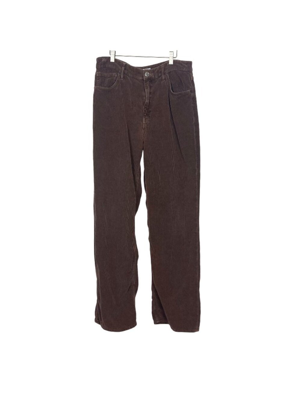 Zara Brown Corduroy Pants Womens 12 High Waist Straight Leg Relaxed Trousers